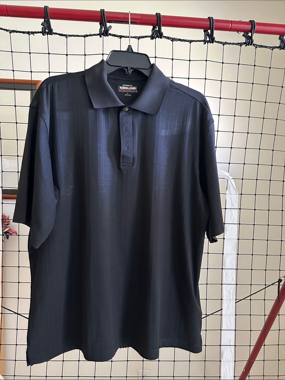Kirkland Signature Men's Black Subtle-Stripe Polo